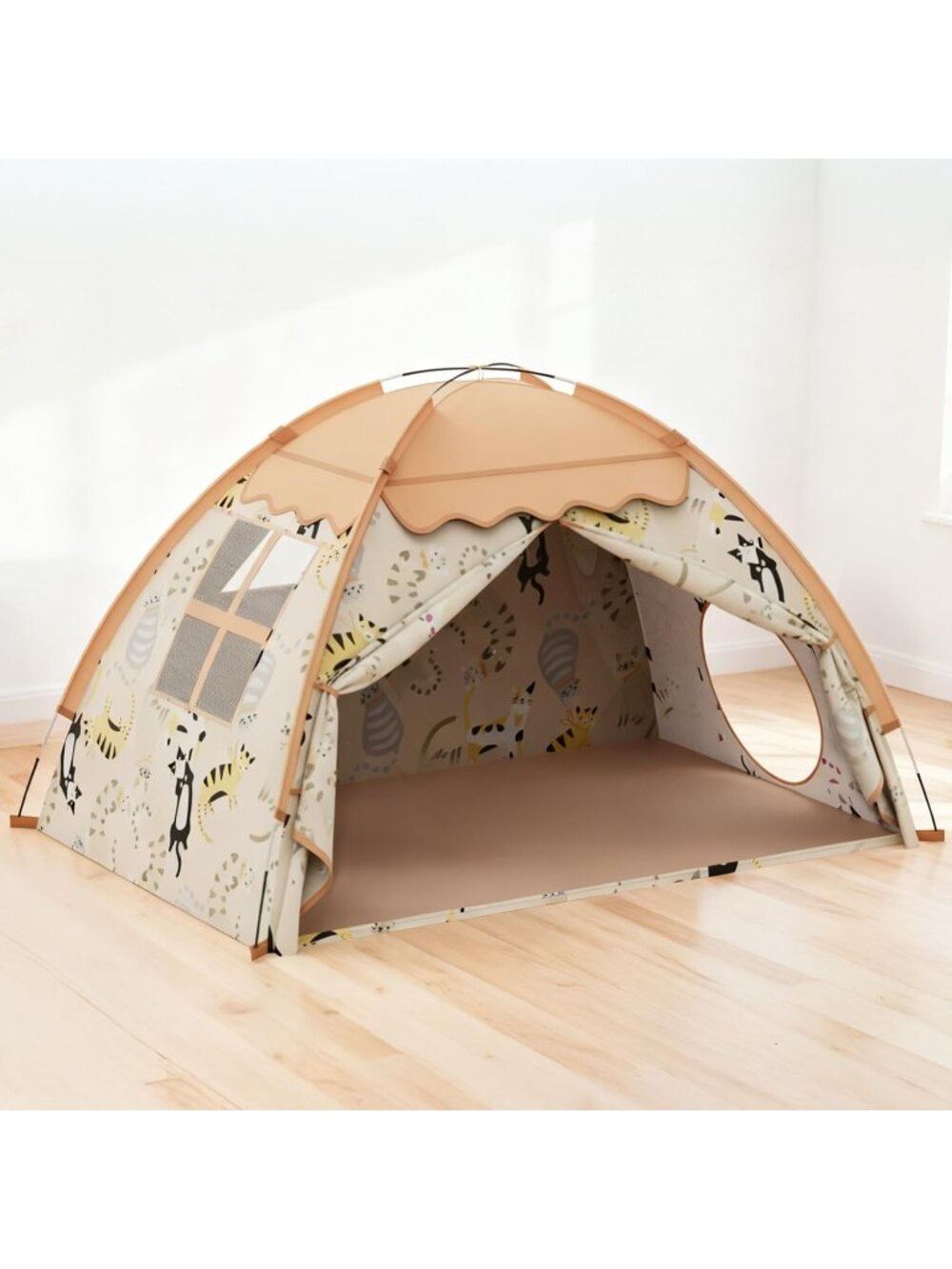 Kids Brown 70"x45"x 43" Indoor Play Tent Foldable Great Gift Choice for Birthday